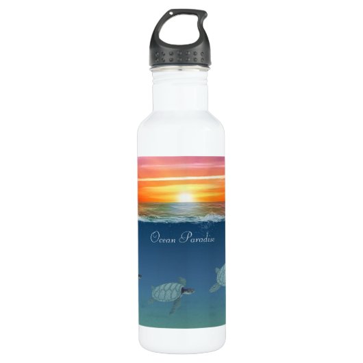 Ocean Sunrise & Turtles Water Bottle Waterfles (Voorkant)
