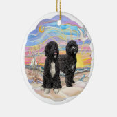Ocean Sunrise - Twee Portugese waterhonden Keramisch Ornament (Rechts)