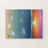 Ocean Sunrise, zee schildpadden, sterren, schelpen Legpuzzel (Horizontaal)