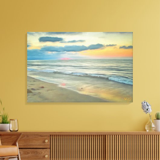Ocean Sunset 0735 Art Canvas Print (Insitu (Woonkamer))