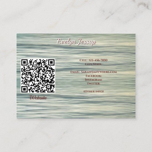 Ocean Sunset 0735 QR Code Hello Calling Card Visitekaartje (Achterkant)