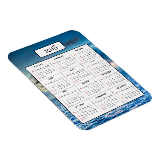 Ocean Sunset 2018 Kalender Magneet (Rechterzijde)