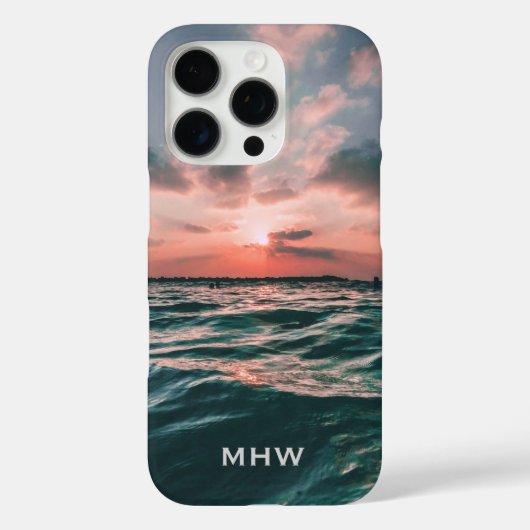 Ocean Sunset aangepaste monogram telefoongevallen Case-Mate iPhone Case (Achterkant)