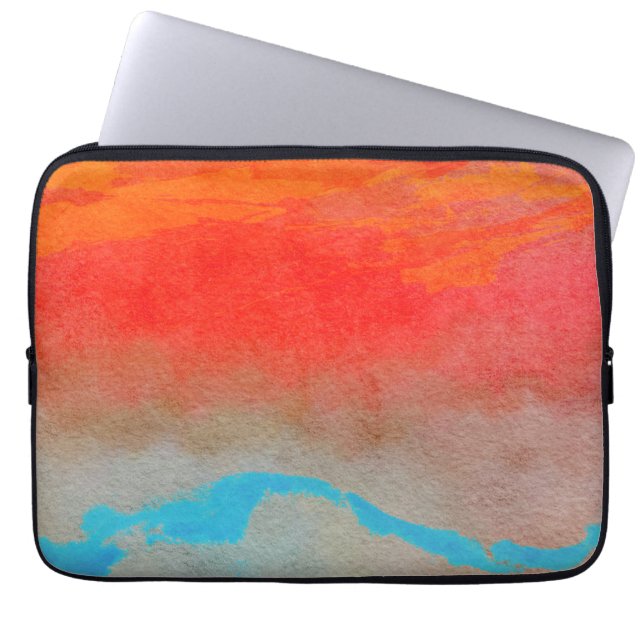 Ocean Sunset Abstract Metal Print Laptop Sleeve (Voorkant)