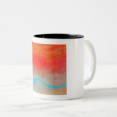 Ocean Sunset Abstract Tweekleurige Koffiemok (Voorkant rechts)