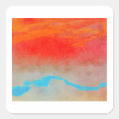 Ocean Sunset Abstract Vierkante Sticker (Voorkant)