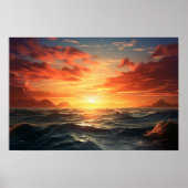 Ocean Sunset (acrylverf effect) Ai Poster (Voorkant)