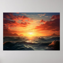 Ocean Sunset (acrylverf effect) Ai Poster