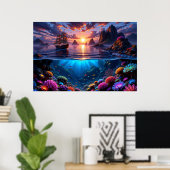 Ocean Sunset Art Poster (Thuiskantoor)