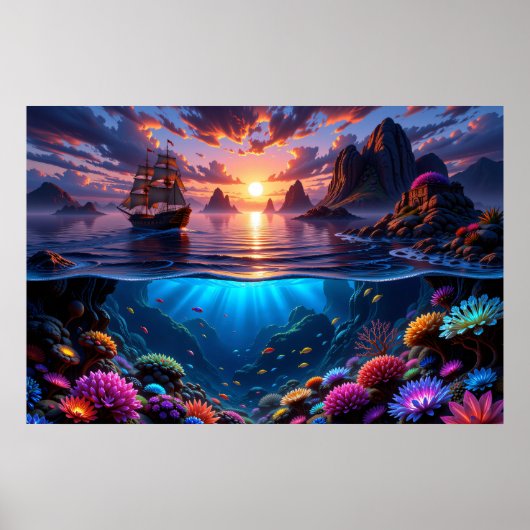 Ocean Sunset Art Poster (Voorkant)