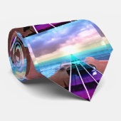 Ocean Sunset Bass Guitar Neck to Music Stropdas (Opgerold)