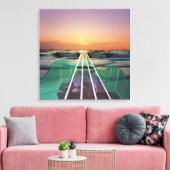 Ocean Sunset Beach Bass Art Ingewikkeld Canvas Afdruk (Insitu (Woonkamer))