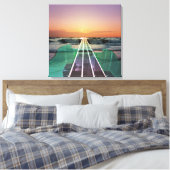 Ocean Sunset Beach Bass Art Ingewikkeld Canvas Afdruk (Insitu (Slaapkamer))