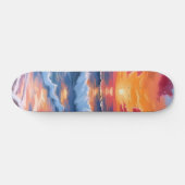 Ocean Sunset Beach Waves Watercolor Persoonlijk Skateboard (Horizontaal)