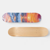Ocean Sunset Beach Waves Watercolor Persoonlijk Skateboard (Horizontaal)