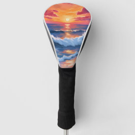 Ocean Sunset Beach Waves Waterverf Golfheadcover