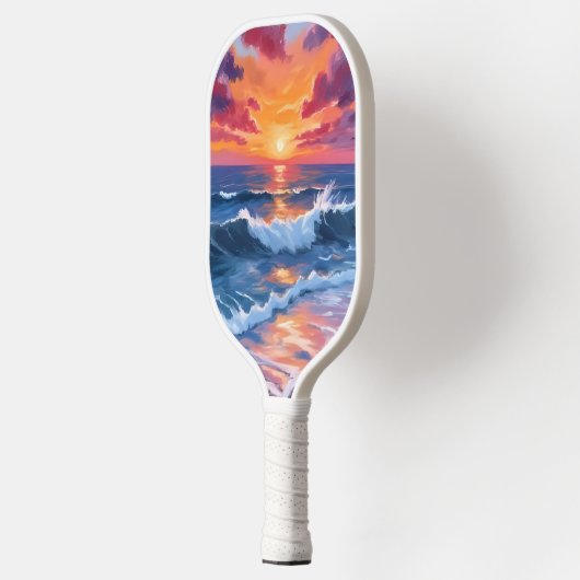 Ocean Sunset Beach Waves Waterverf Pickleball Paddle (Links)