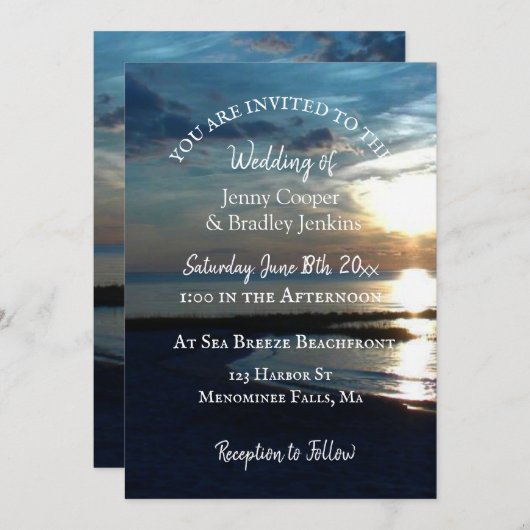 Ocean Sunset bij Dusk Bruiloft Kaart (Voorkant / Achterkant)