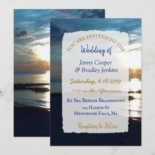 Ocean Sunset bij Dusk Bruiloft Kaart (Voorkant / Achterkant)