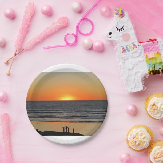 Ocean Sunset bij het strand Art Photo Paper Bord (Feest)