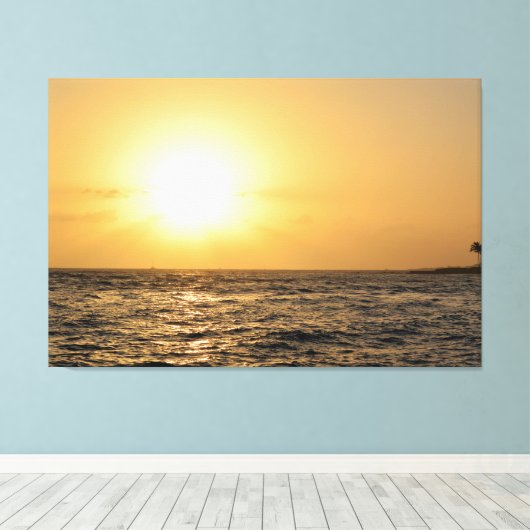Ocean Sunset bij Poipu Kauai, Hawaï Canvas Afdruk (Insitu (Houten vloer))