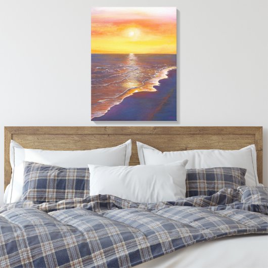 Ocean Sunset Canvas Afdruk (Insitu (Slaapkamer))