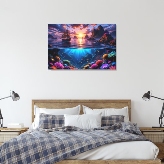 Ocean Sunset Canvas Art Afdruk (Insitu (Slaapkamer))