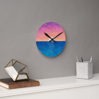 Ocean Sunset Design Wall Clock Ronde Klok