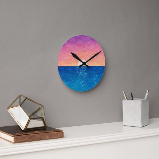 Ocean Sunset Design Wall Clock Ronde Klok (Kantoor)