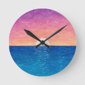 Ocean Sunset Design Wall Clock Ronde Klok (Voorkant)