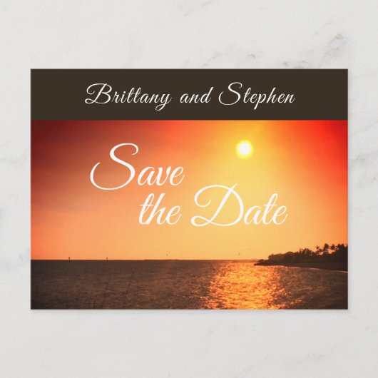Ocean Sunset Destination Wedding Save the Date Aankondigingskaart (Voorkant)