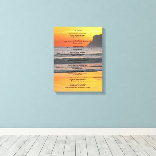 Ocean Sunset "Doe het hoe dan ook" Canvas Afdruk (Insitu (Houten vloer))