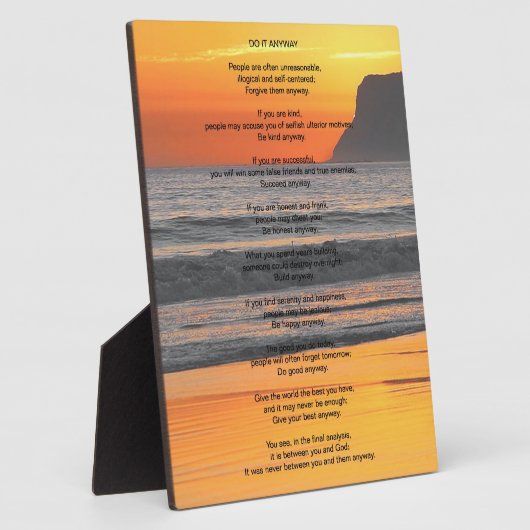 Ocean Sunset "Doe het hoe dan ook" Fotoplaat (Zijkant)