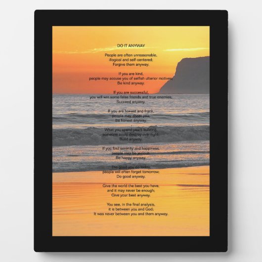 Ocean Sunset "Doe het hoe dan ook" Fotoplaat (Voorkant)