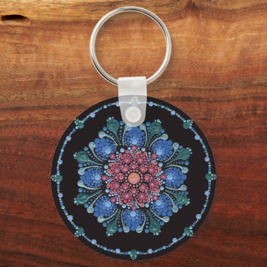 Ocean Sunset Dot Mandala Sleutelhanger (Voorkant)