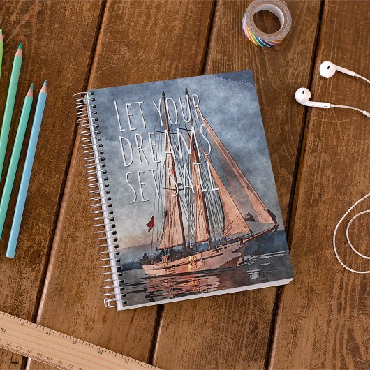 Ocean Sunset Dream Sail Inspirerend Quote Notitieboek