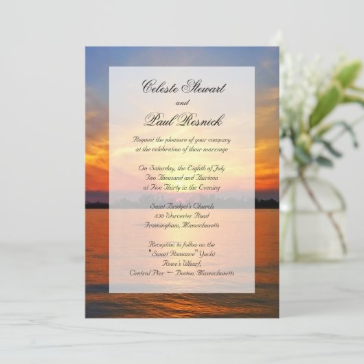 Ocean Sunset Faux Vellum Overlay Kaart (Staand voorkant)