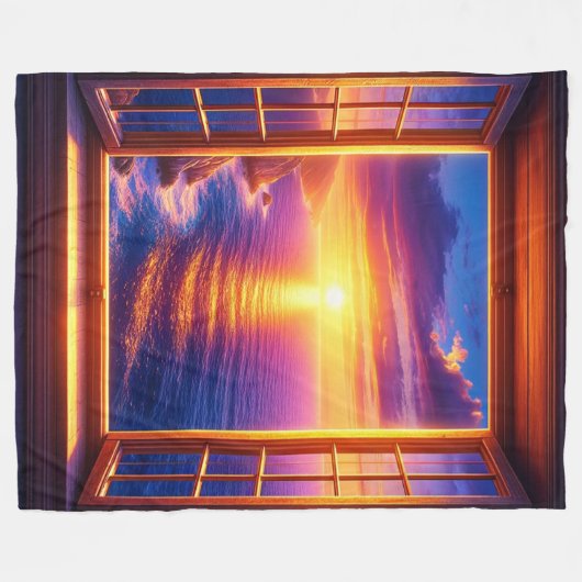 Ocean Sunset Fleece Deken (Voorkant (Horizontaal))