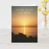 Ocean Sunset gepersonaliseerde 60e verjaardag Kaart (Gele Bloem)