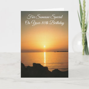 Ocean Sunset Gepersonaliseerde 80ste verjaardag Kaart