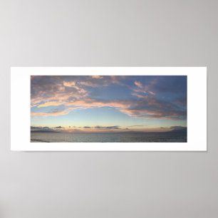 Ocean Sunset Hawaii Panoramische kleurenfotografie Poster