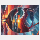 "Ocean Sunset in Wine Glass - Surreal Seascape Art Fleece Deken (Voorkant (Horizontaal))