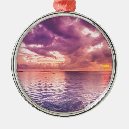 Ocean Sunset Inspirerend Metalen Ornament (Voorkant)