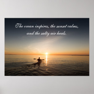 Ocean Sunset Kayak Canoe Inspirerend Quote Poste Poster