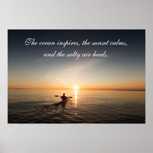 Ocean Sunset Kayak Canoe Inspirerend Quote Poste Poster (Voorkant)