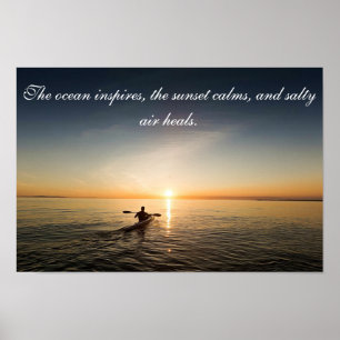 Ocean Sunset Kayak Canoe Inspirerend Quote Poste Poster