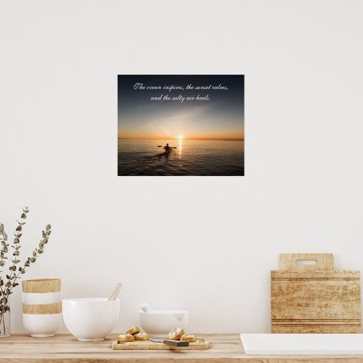 Ocean Sunset Kayak Canoe Inspirerend Quote Poste Poster (Keuken)
