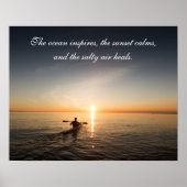 Ocean Sunset Kayak Canoe Inspirerend Quote Poste Poster (Voorkant)