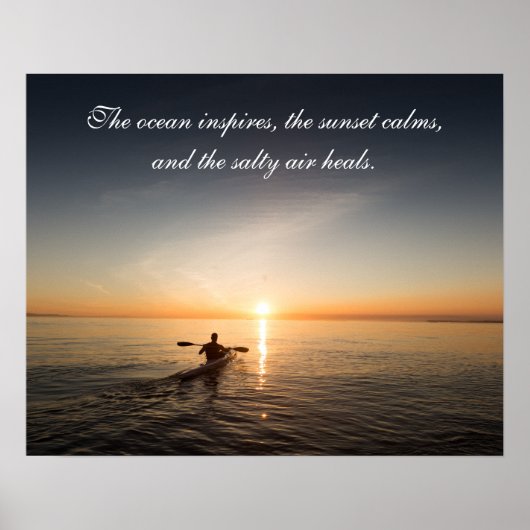 Ocean Sunset Kayak Canoe Inspirerend Quote Poste Poster (Voorkant)
