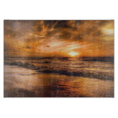 Ocean Sunset Landscape Glass Cutting Board Snijplank (Voorkant)